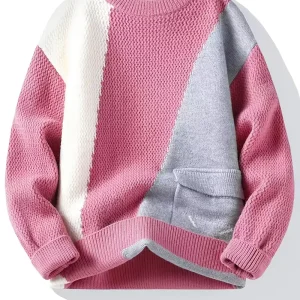 Men's Color-Block Knit Sweater - Soft and Warm for Autumn/Winter