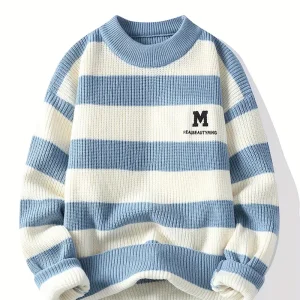 Men's Color-Block Knit Sweater - Soft and Warm for Autumn/Winter