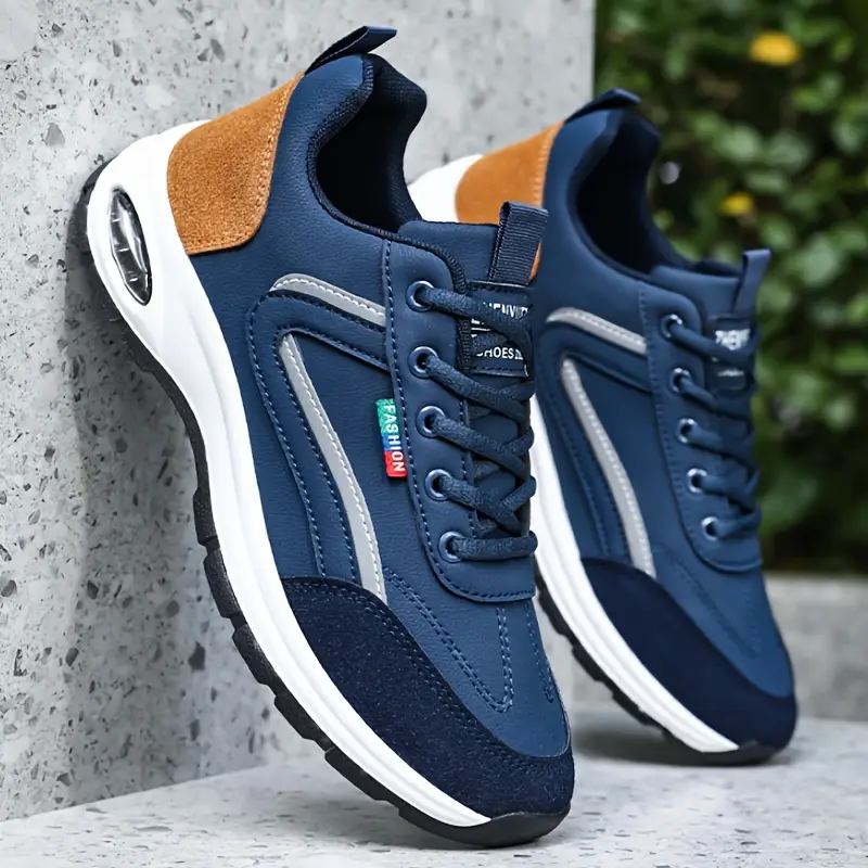 Men'S Fashion Sneakers, Solid Color, All-Season, Low Top, Casual Street Style, Fabric Upper & Lining,