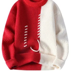 Men's Color-Block Knit Sweater - Soft and Warm for Autumn/Winter