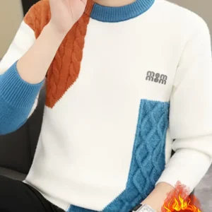 Men's Color-Block Knit Sweater - Soft and Warm for Autumn/Winter