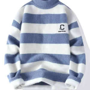 Men's Color-Block Knit Sweater - Soft and Warm for Autumn/Winter