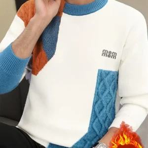 Men's Color-Block Knit Sweater - Soft and Warm for Autumn/Winter