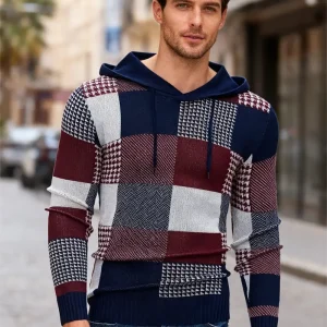 Men's Color-Block Knit Sweater - Soft and Warm for Autumn/Winter