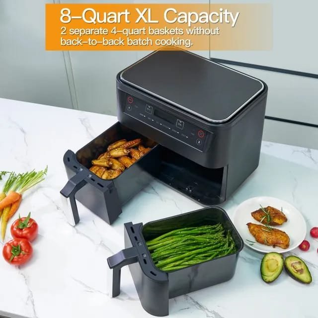 8L Smart Air Fryer 6 In 1 Black 1400w Healthy Oven Non-stick Multifunction Digital Touch Air Fryer