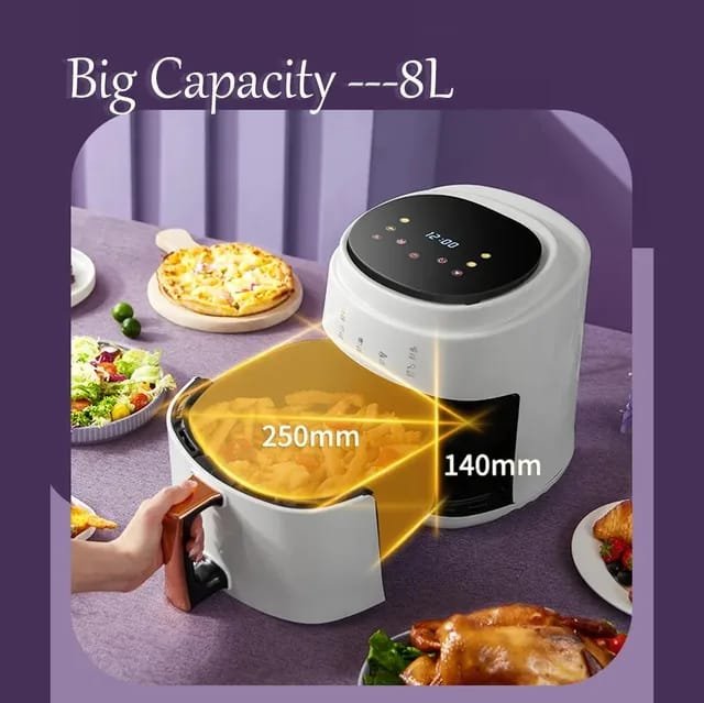 8L Smart Air Fryer 6 In 1 Black 1400w Healthy Oven Non-stick Multifunction Digital Touch Air Fryer