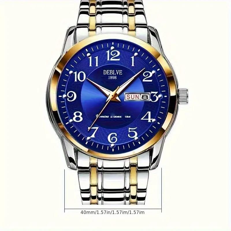 Dianpai Men's Luxury Automatic Mechanical Watch - Luminous Blue Dial, Roman Numerals, Date Display, Stainless Steel Band