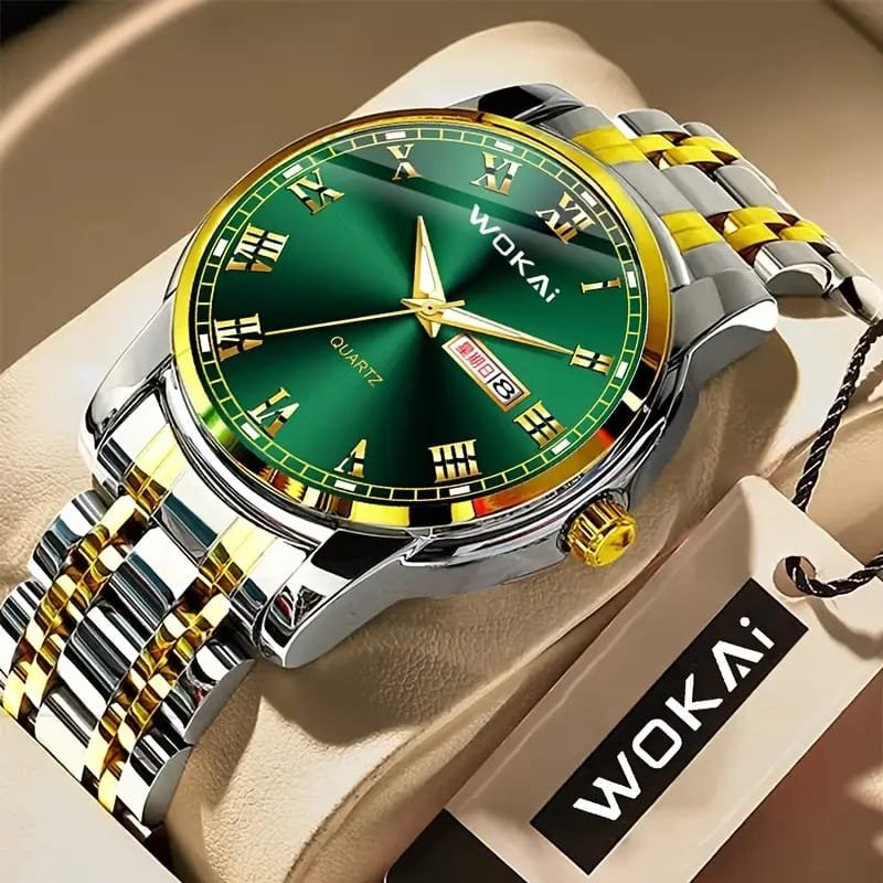 Dianpai Men's Luxury Automatic Mechanical Watch - Luminous Blue Dial, Roman Numerals, Date Display, Stainless Steel Band