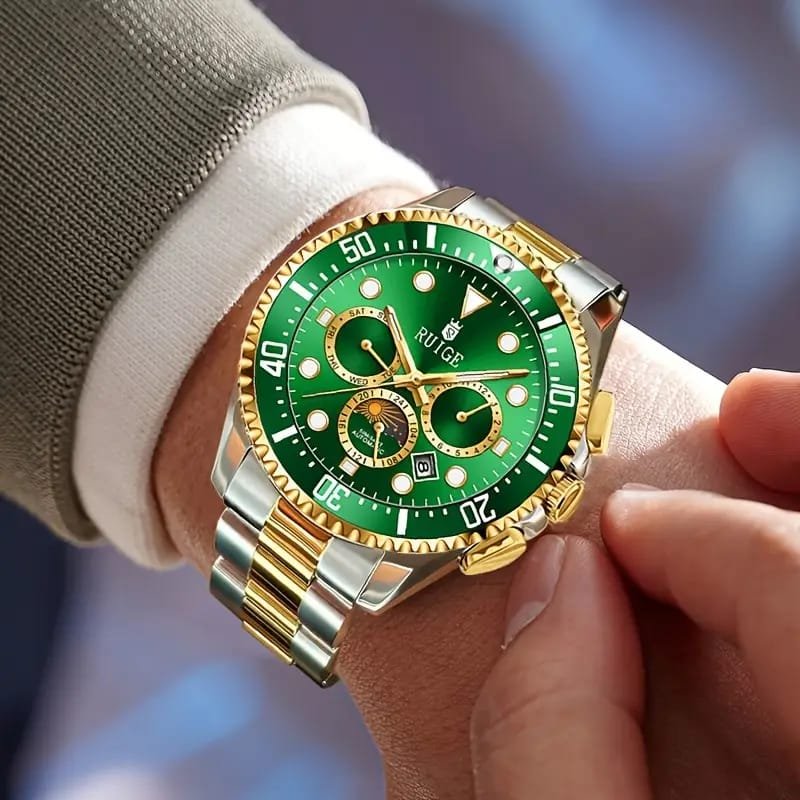 Dianpai Men's Luxury Automatic Mechanical Watch - Luminous Blue Dial, Roman Numerals, Date Display, Stainless Steel Band