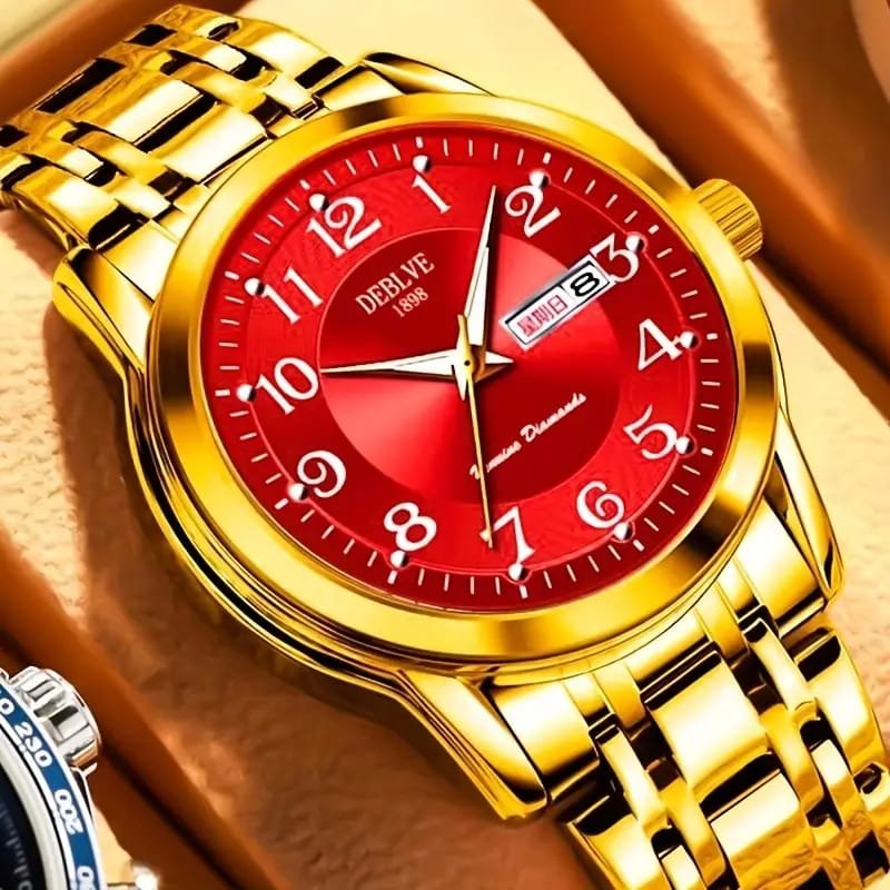 Dianpai Men's Luxury Automatic Mechanical Watch - Luminous Blue Dial, Roman Numerals, Date Display, Stainless Steel Band