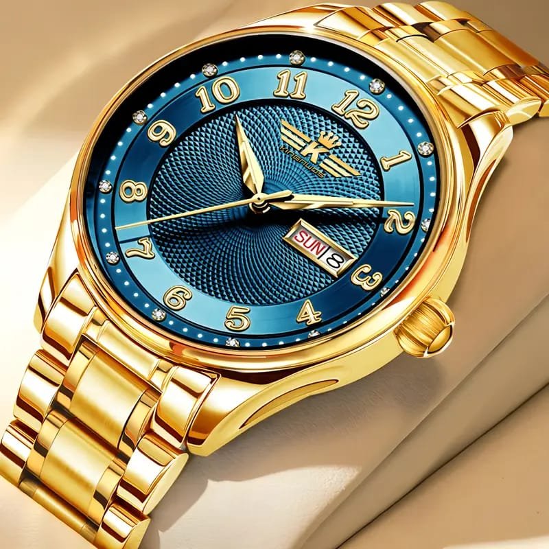 Dianpai Men's Luxury Automatic Mechanical Watch - Luminous Blue Dial, Roman Numerals, Date Display, Stainless Steel Band