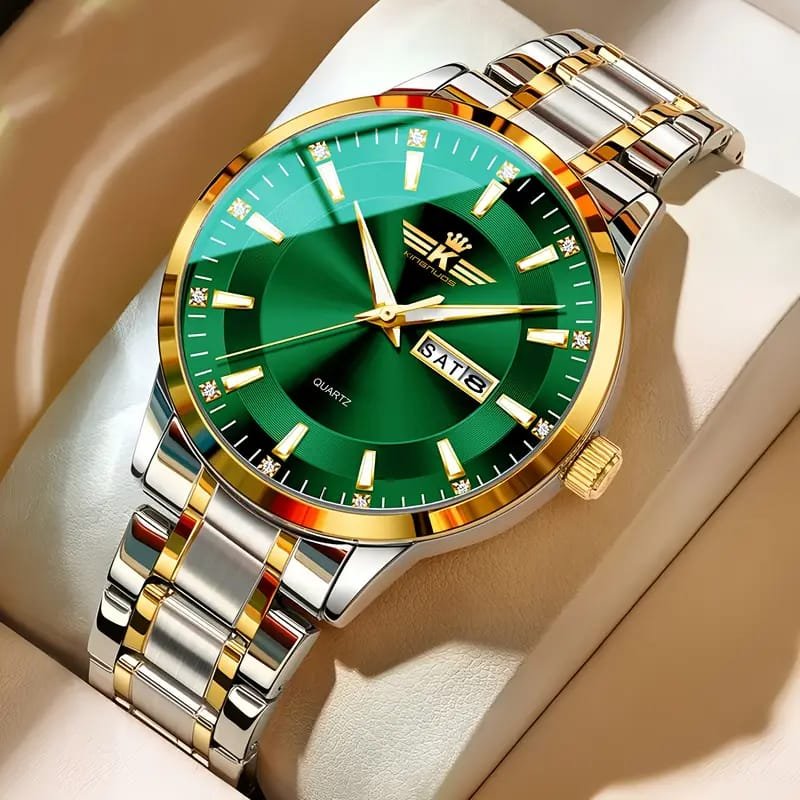 Dianpai Men's Luxury Automatic Mechanical Watch - Luminous Blue Dial, Roman Numerals, Date Display, Stainless Steel Band