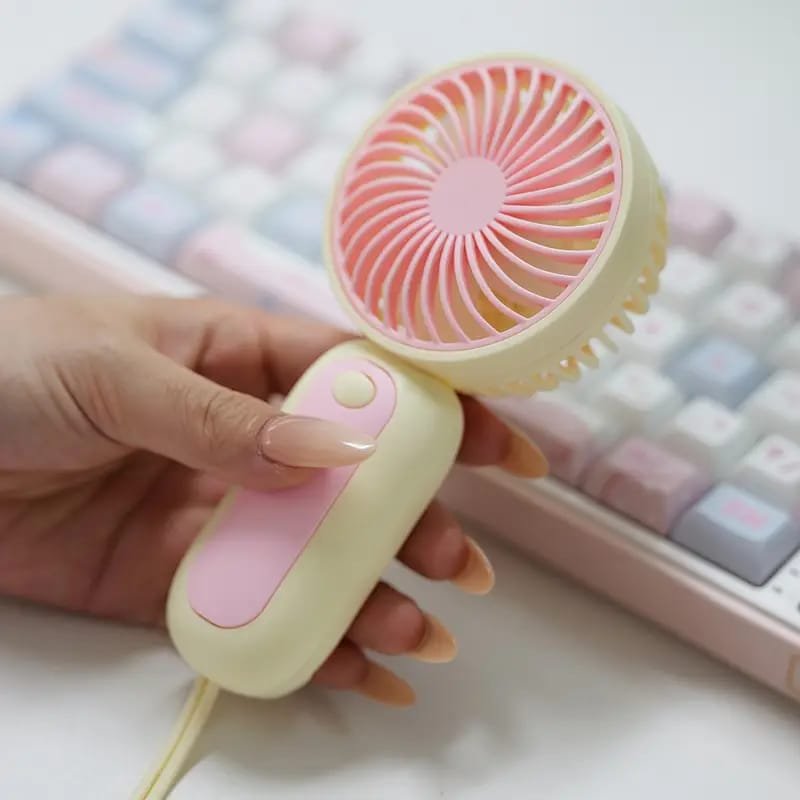 USB Rechargeable Mini Fan with LED Display & Flashlight, 3-Speed Adjustable