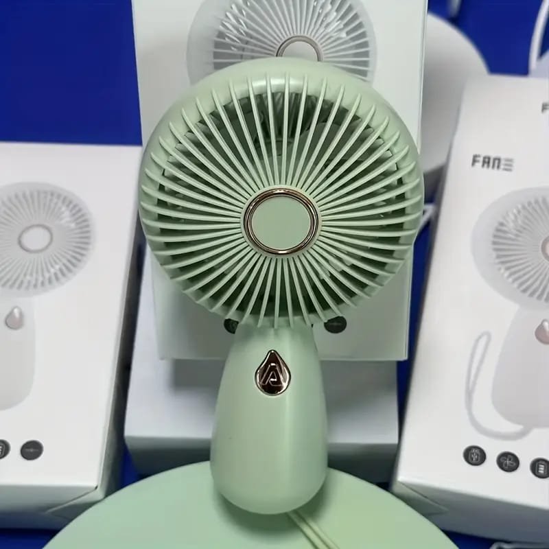 USB Rechargeable Mini Fan with LED Display & Flashlight, 3-Speed Adjustable