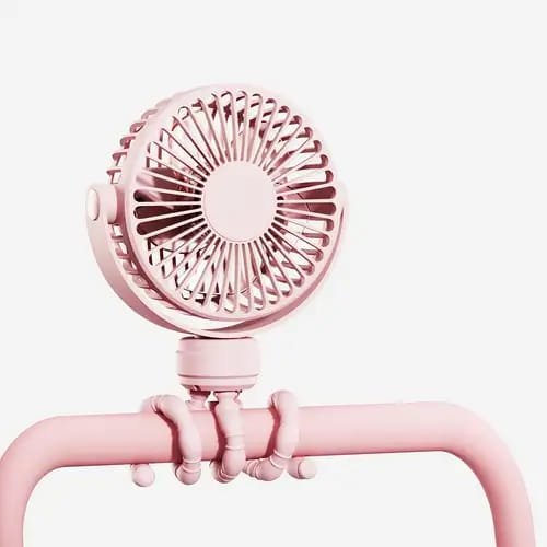 USB Rechargeable Mini Fan with LED Display & Flashlight, 3-Speed Adjustable