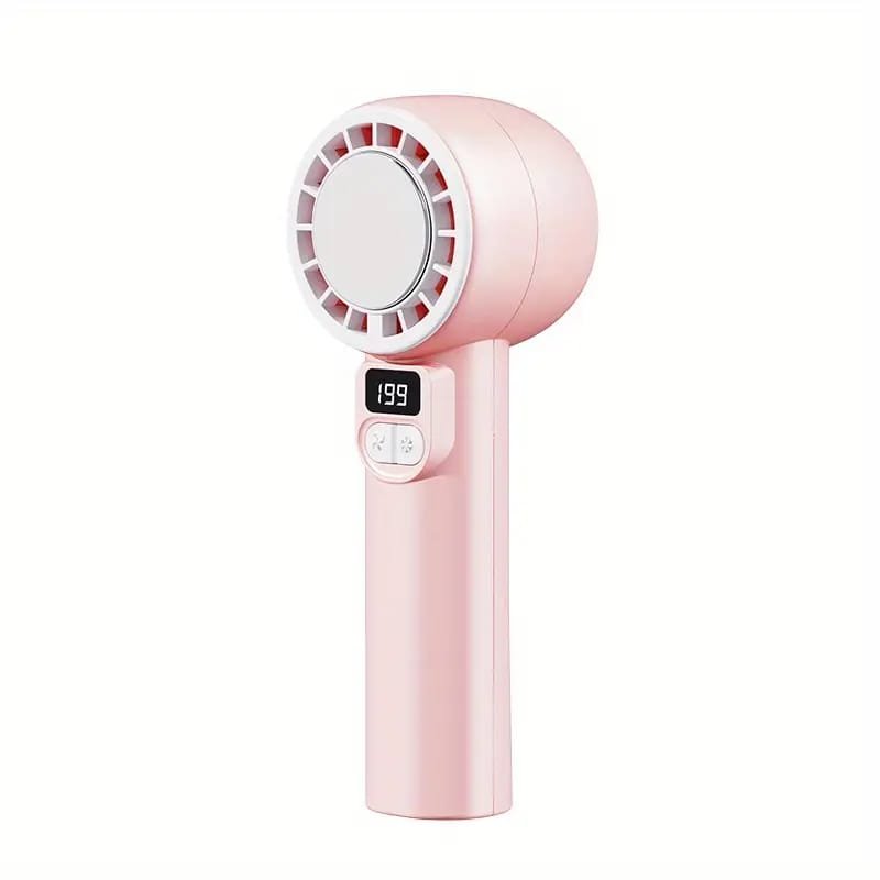 USB Rechargeable Mini Fan with LED Display & Flashlight, 3-Speed Adjustable