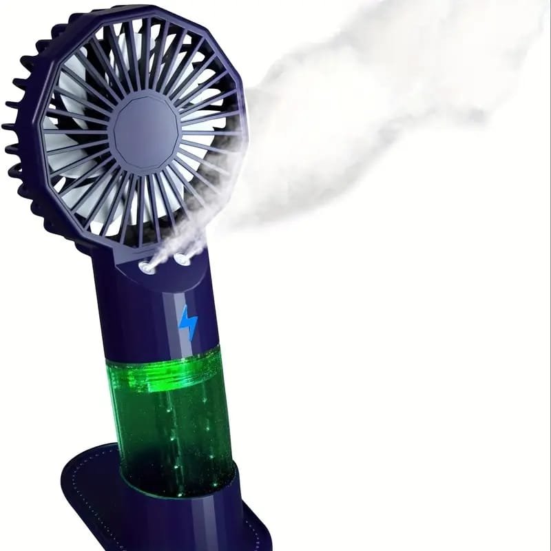 USB Rechargeable Mini Fan with LED Display & Flashlight, 3-Speed Adjustable