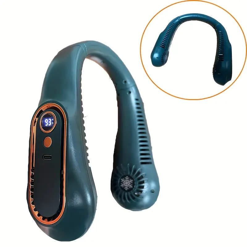 USB Rechargeable Mini Fan with LED Display & Flashlight, 3-Speed Adjustable