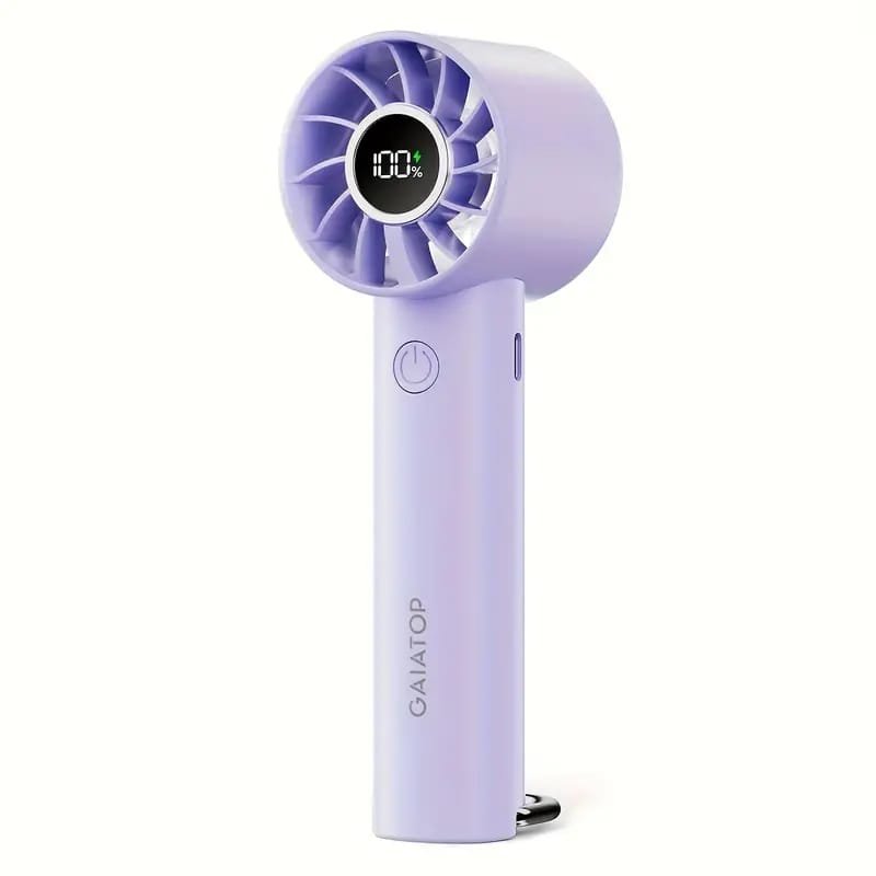 USB Rechargeable Mini Fan with LED Display & Flashlight, 3-Speed Adjustable