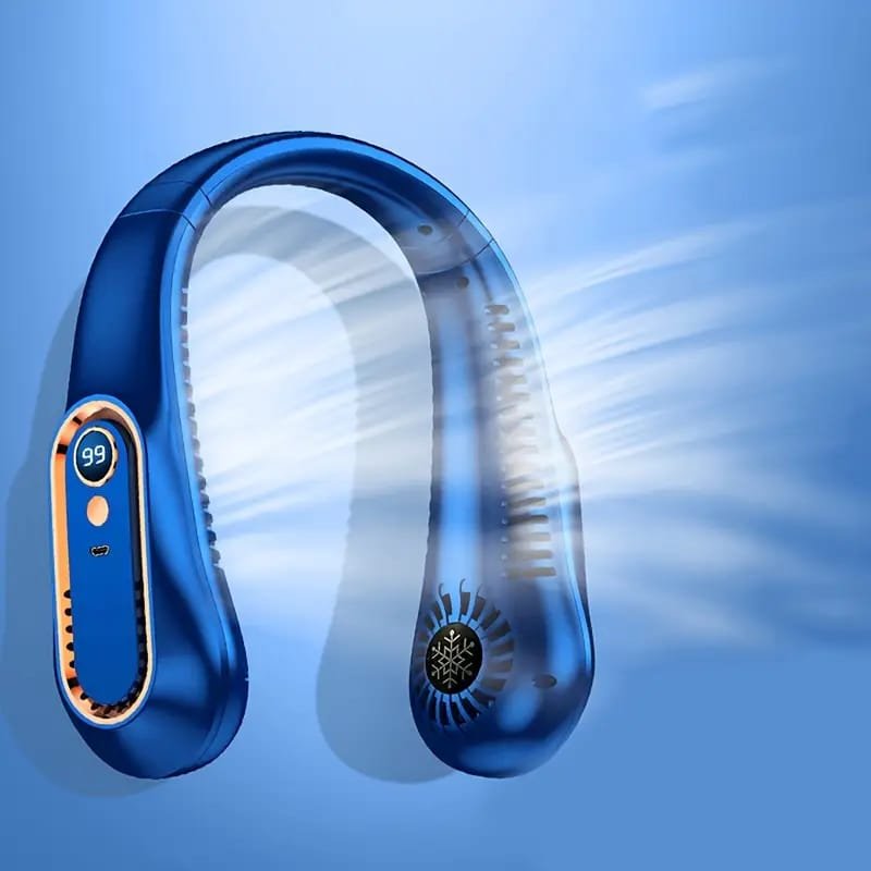 USB Rechargeable Mini Fan with LED Display & Flashlight, 3-Speed Adjustable