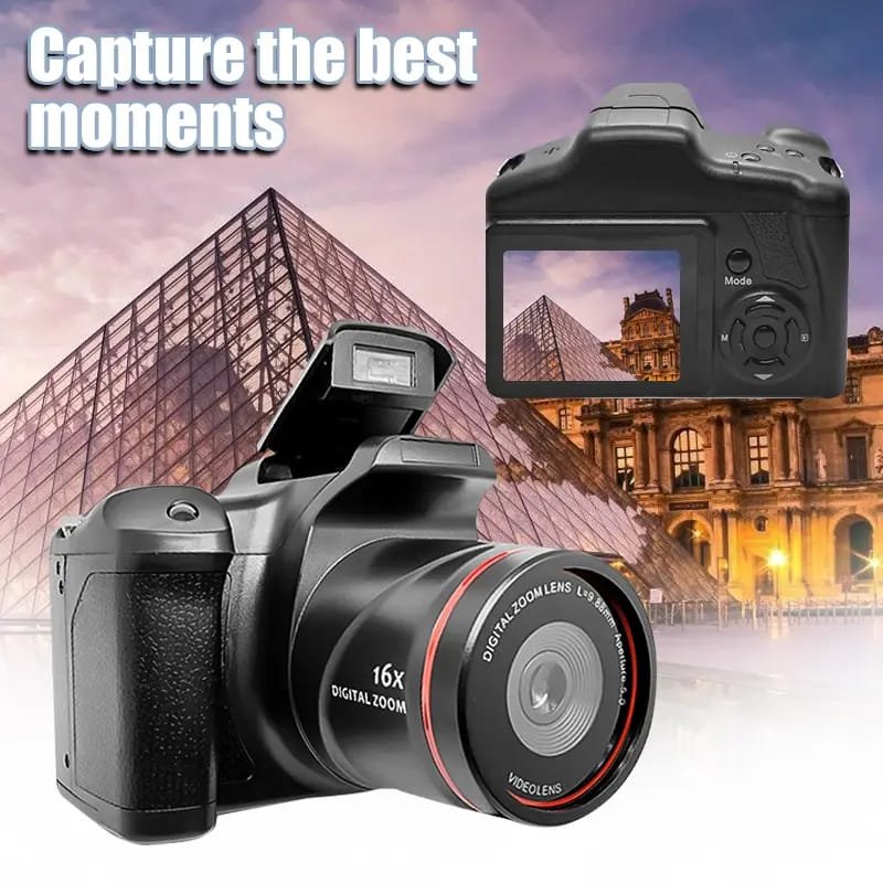 4K Digital Camera for Photography & Vlogging - 16X Zoom, 180° Flip Screen, 52mm Macro Lens, 2 Batteries & 32GB SD Card Included