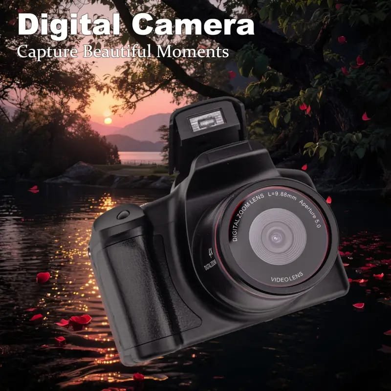 4K Digital Camera for Photography & Vlogging - 16X Zoom, 180° Flip Screen, 52mm Macro Lens, 2 Batteries & 32GB SD Card Included