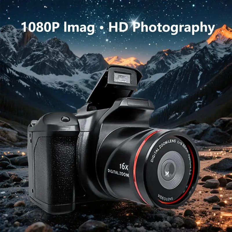 4K Digital Camera for Photography & Vlogging - 16X Zoom, 180° Flip Screen, 52mm Macro Lens, 2 Batteries & 32GB SD Card Included