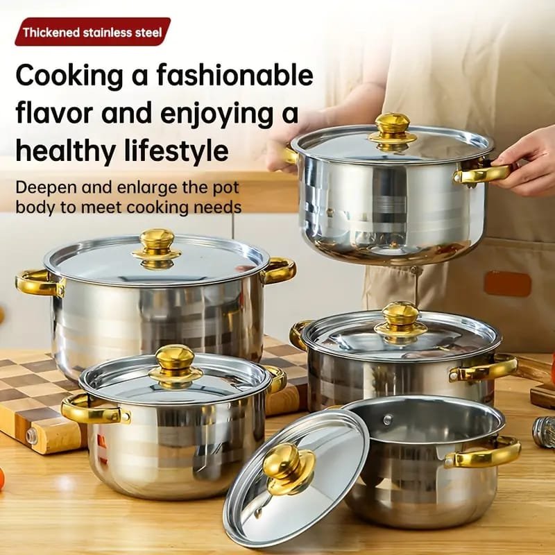 Stainless Steel Pot Set, – Perfect for Family Gatherings and Outdoorg Events. Ideal Gift Choice, Pots for Cooking, Cooking Pot Set, Cookin Pots, Outdoor Dining, Family Cooking,