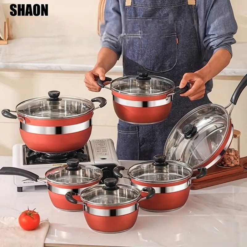 Stainless Steel Pot Set, – Perfect for Family Gatherings and Outdoorg Events. Ideal Gift Choice, Pots for Cooking, Cooking Pot Set, Cookin Pots, Outdoor Dining, Family Cooking,