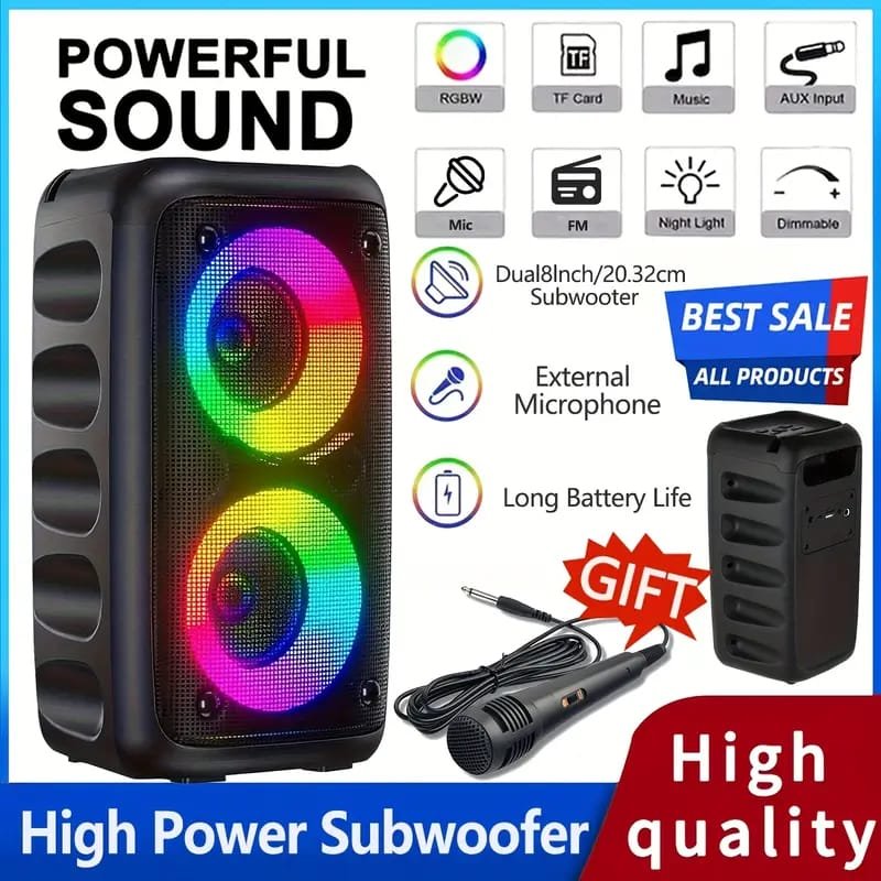 Sound Portable 8" Speaker with USB Power, Compact & Lightweight Design, Built- grille, for Home, Office, Parties, Presentations - Compatible with Smartphones, Tablets, Laptops, TVs, Portable Speaker