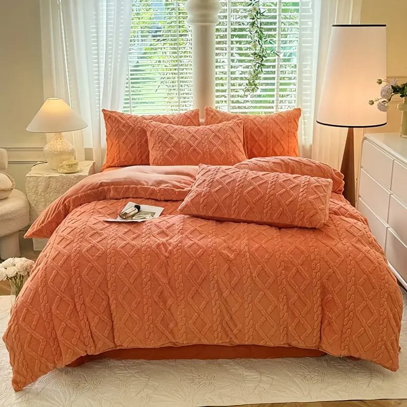 1pc Thickened Winter Striped Printed Taffeta Duvet Cover - Contemporary Style