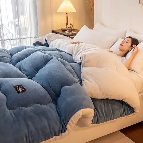 1pc Thickened Winter  Striped Printed Taffeta Duvet Cover - Contemporary Style