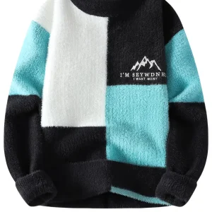 Men's Color-Block Knit Sweater - Soft and Warm for Autumn/Winter