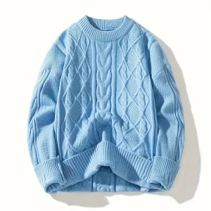 Men's Color-Block Knit Sweater - Soft and Warm for Autumn/Winter