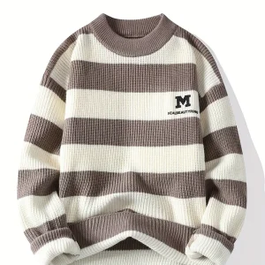 Men's Color-Block Knit Sweater - Soft and Warm for Autumn/Winter