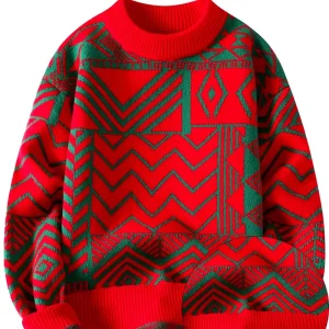 Men's Color-Block Knit Sweater - Soft and Warm for Autumn/Winter