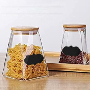 Femora Set Of 4 Transparent & Beige Triangle Shaped Glass Storage Containers