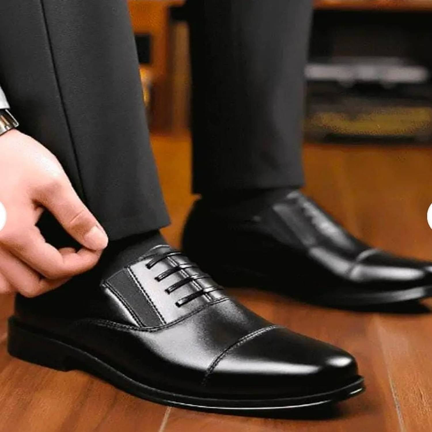 Figor Black Men's Derby Formal Shoes