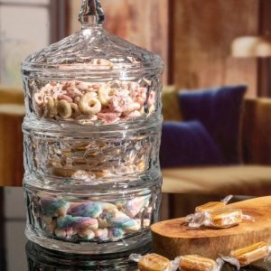 GOODHOMES Transparent 3 Tier Candy Bowl with Lid Food Container