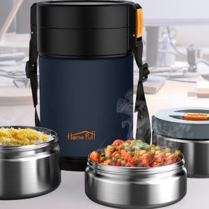 Home Puff Steel-Toned & Blue Solid Stainless Steel Dishwasher Safe Lunch Box