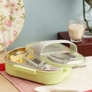 INCRIZMA Green Leakproof Food Grade Stainless Steel Double Insulated Lunch Box