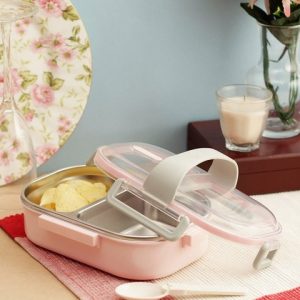 INCRIZMA Pink Leakproof Food Grade Stainless Steel Double Insulated Bento Lunch Box