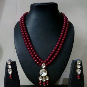 JN HANDICEAFT Maroon Alloy Necklace Set ( Pack of 1 )