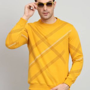 OGEN Cotton Blend Round Neck Men's Sweatshirt - Mustard ( Pack of 1 )