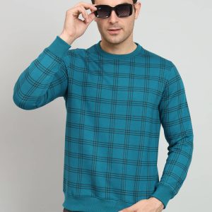 OGEN Cotton Blend Round Neck Men's Sweatshirt - Teal ( Pack of 1 )