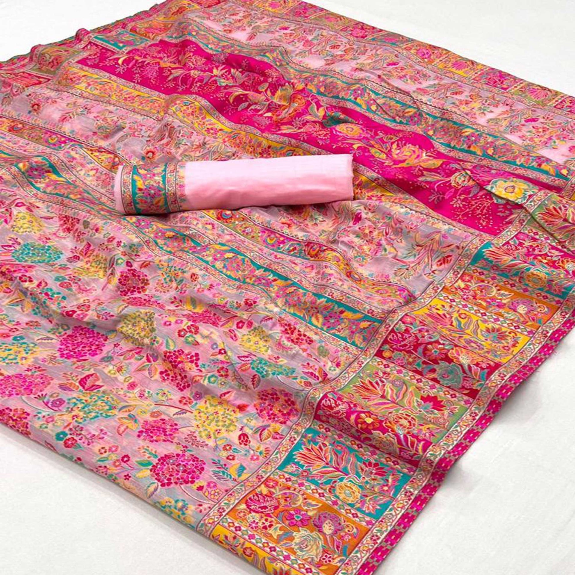 Pink Floral Woven Pure Cotton Saree