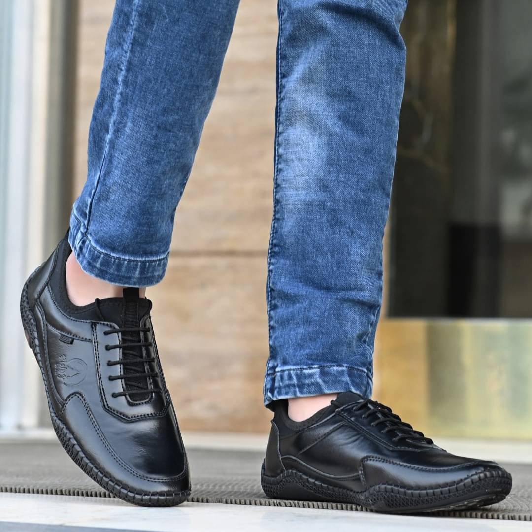 Rising Wolf Black Men's Derby Formal Shoes