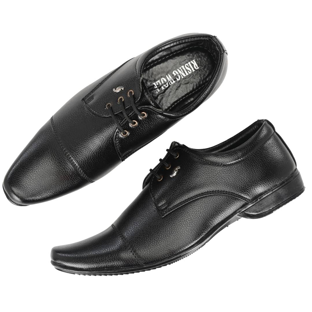 Rising Wolf Black Men's Derby Formal Shoes