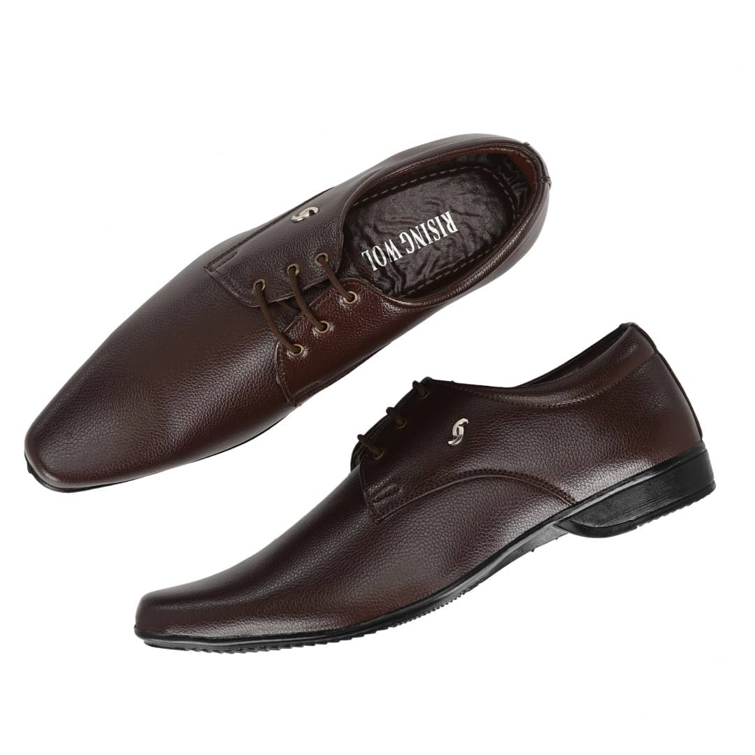 Rising Wolf Brown Men's Derby Formal Shoes