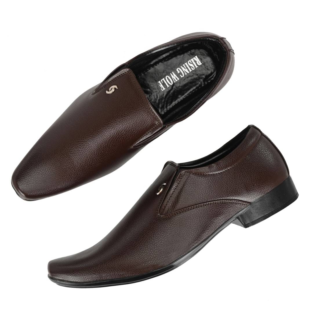 Rising Wolf Brown Men's Derby Formal Shoes